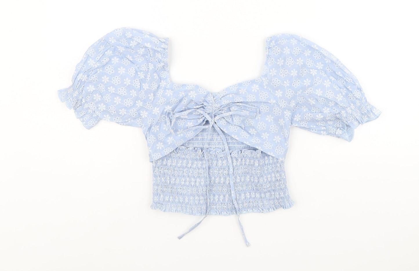 CIDER Womens Blue Polyester Basic Blouse Size S Square Neck