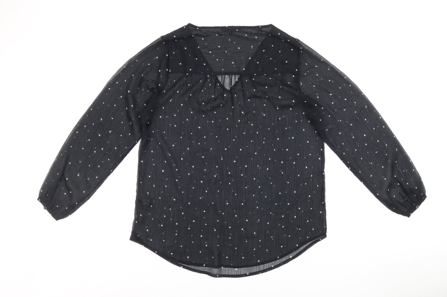 Maisons du Monde Womens Black Geometric Polyester Basic Blouse Size 14 V-Neck - Star Print