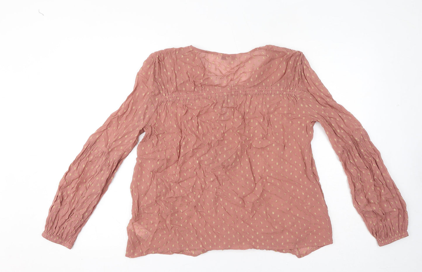 NEXT Womens Pink Polka Dot Viscose Basic Blouse Size 8 V-Neck