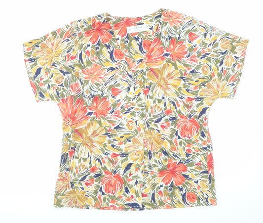 St Michael Womens Multicoloured Floral Polyester Basic Blouse Size 12 Scoop Neck