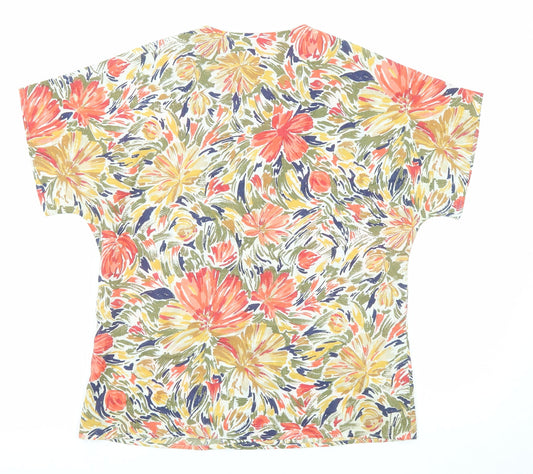 St Michael Womens Multicoloured Floral Polyester Basic Blouse Size 12 Scoop Neck