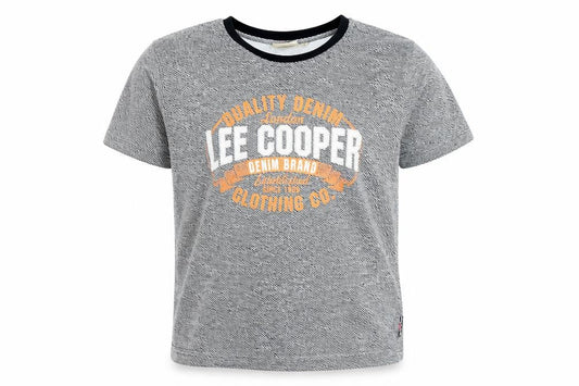 Lee Cooper Boys Grey Cotton Basic T-Shirt Size 13 Years Crew Neck Pullover