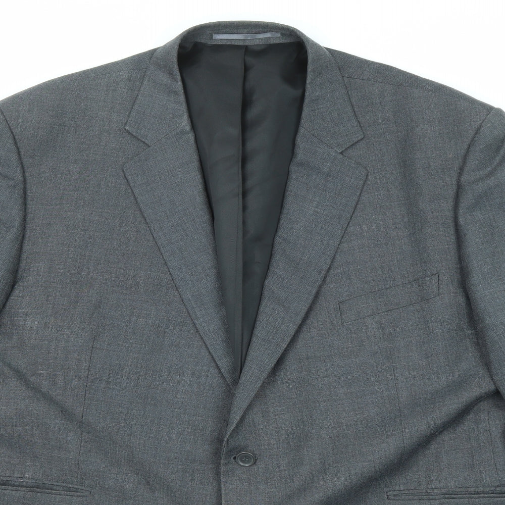 Terry de Havilland Mens Grey Polyester Jacket Suit Jacket Size 50 Regular