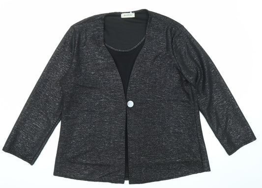 BASSINI Womens Black Polyester Basic Blouse Size 22 Scoop Neck - Two in One Metallic