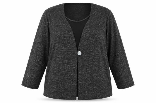 Womens UK Size 22 BASSINI Black Polyester Blouse