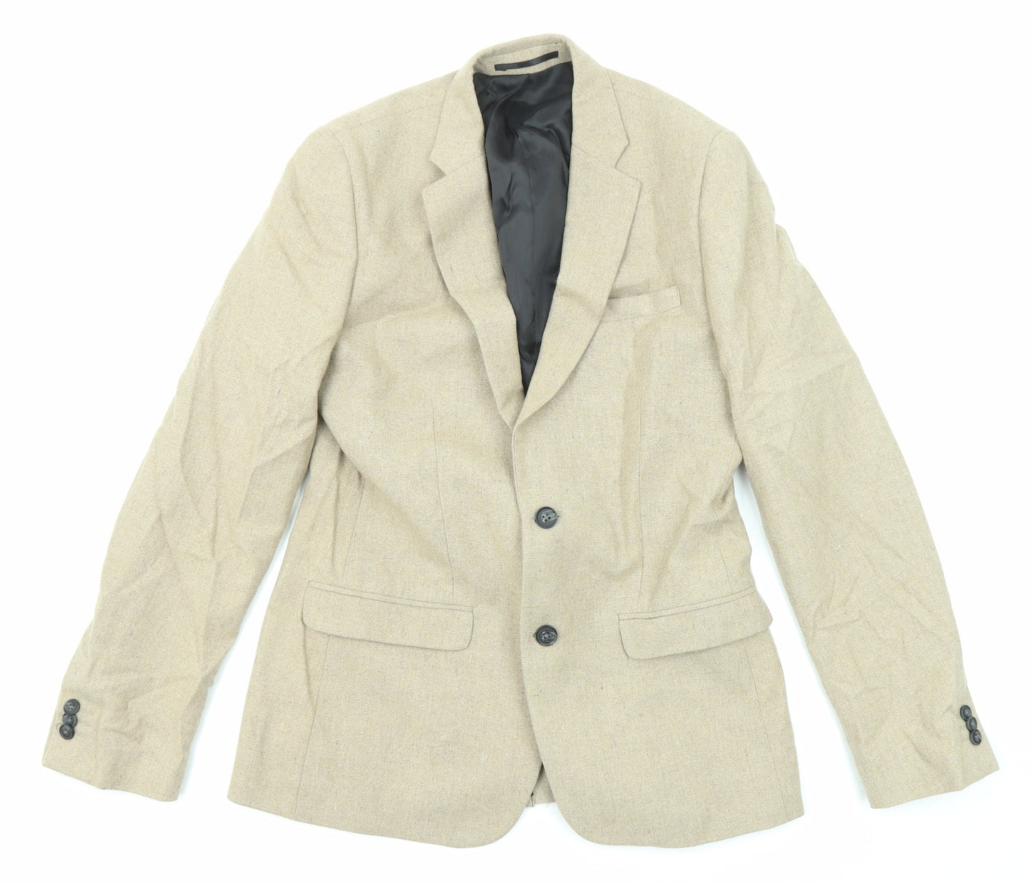 New Look Mens Beige Polyester Jacket Suit Size 38 Regular