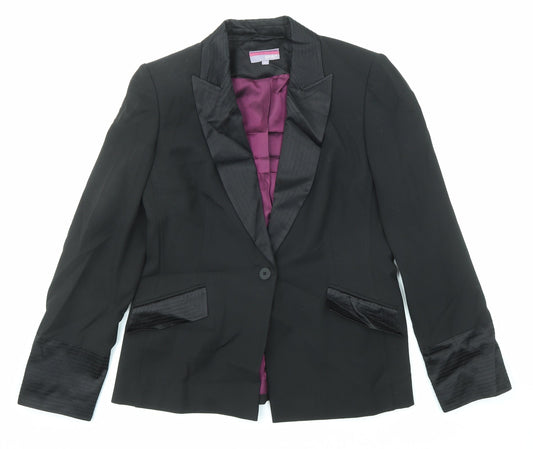 Spirit Womens Black Jacket Blazer Size 14 Button