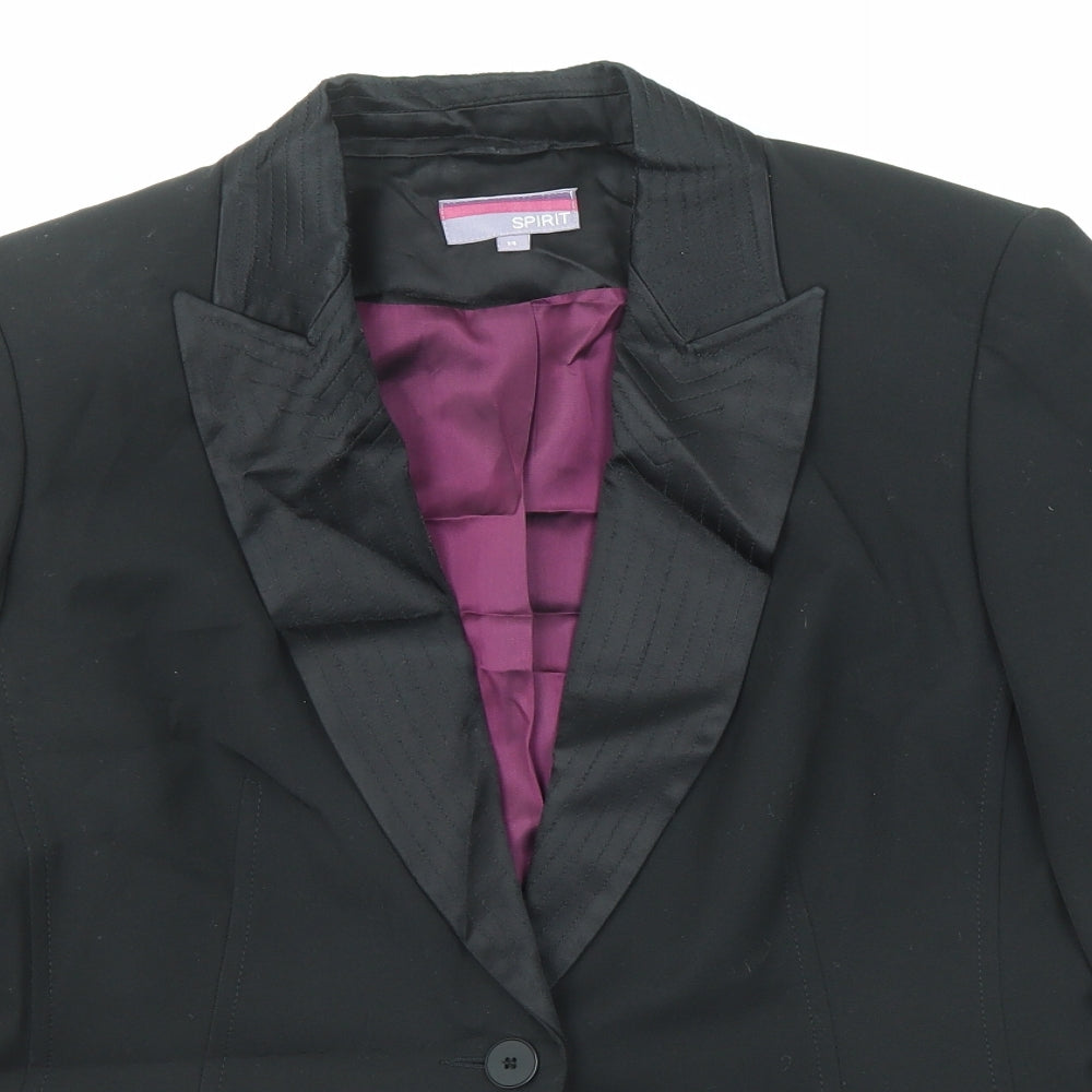 Spirit Womens Black Jacket Blazer Size 14 Button