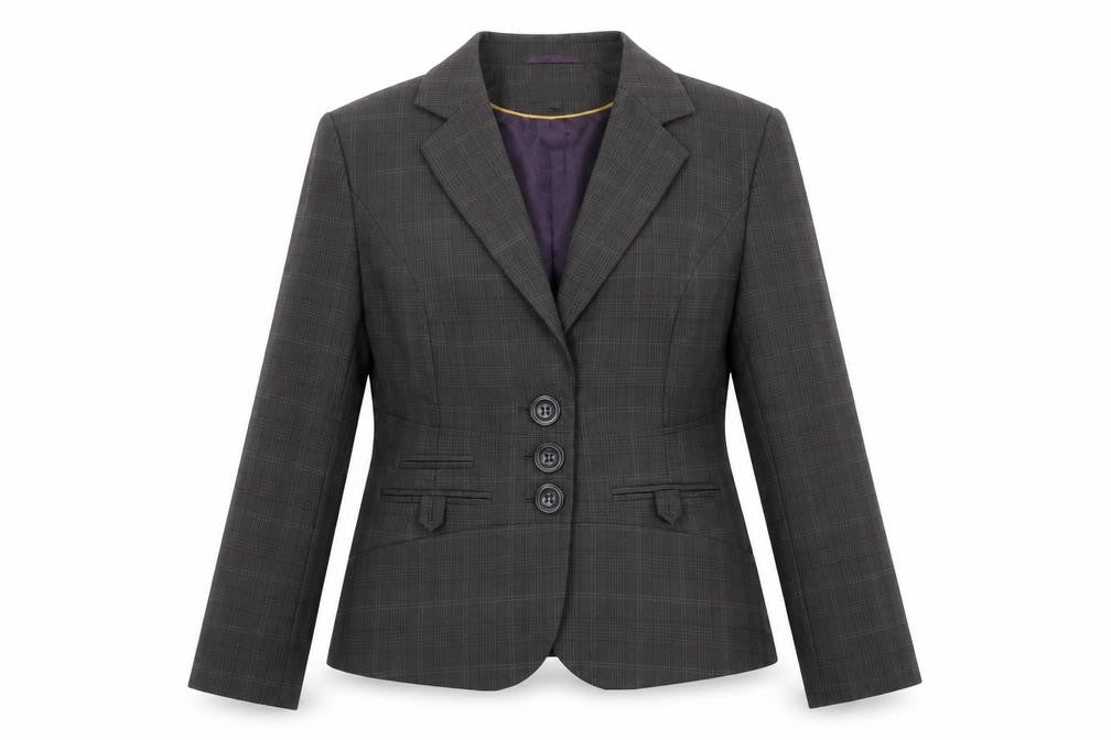 NEXT Womens Grey Plaid Polyester Jacket Suit Jacket Size 14