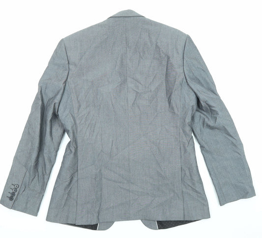 Limehaus Mens Grey Polyester Jacket Suit Jacket Size 40 Regular