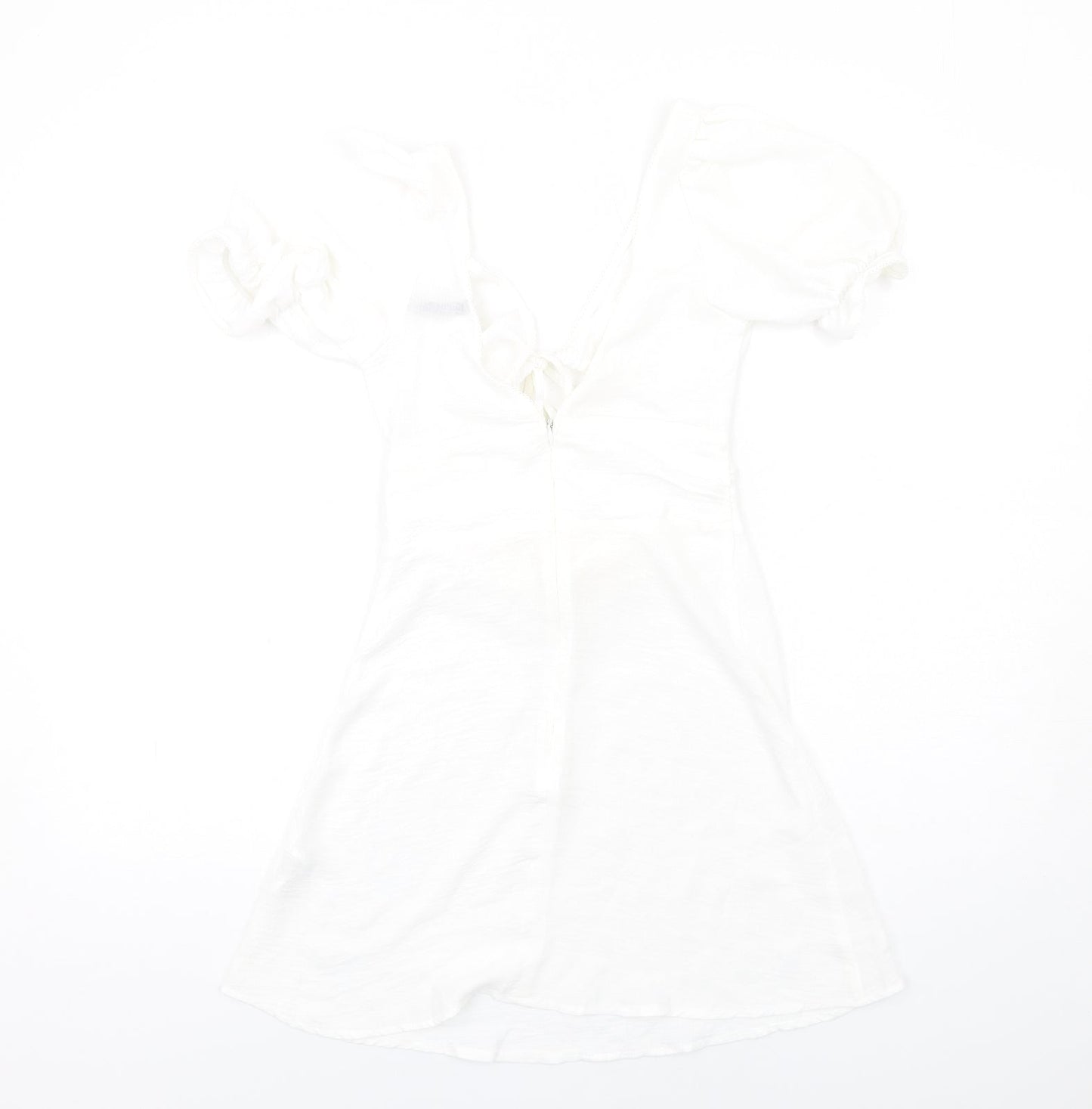 ASOS Womens White Polyester A-Line Size 8 V-Neck Zip