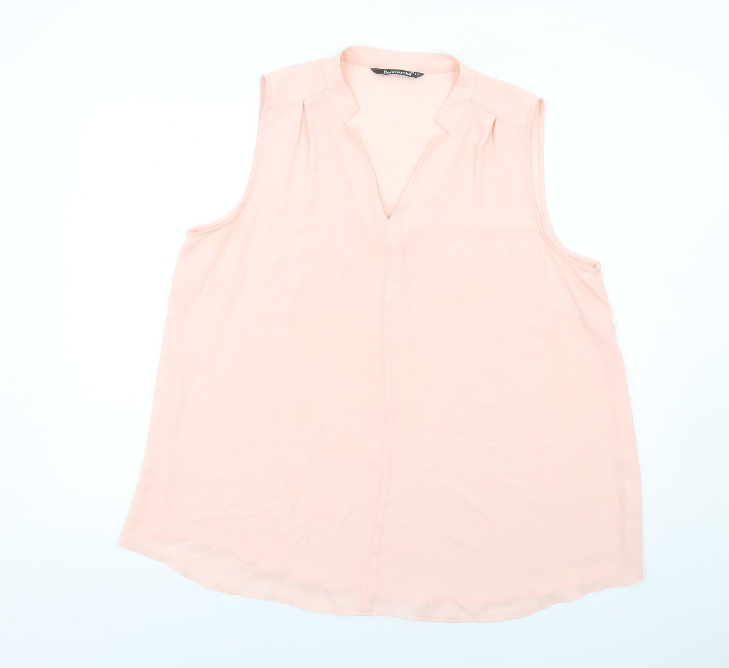 Bonmarché Womens Pink Polyester Basic Blouse Size 18 V-Neck