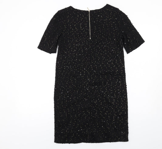 Oasis Womens Black Polyester A-Line Size XS Round Neck Zip