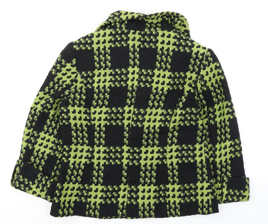 Simon Jeffery Womens Green Geometric Jacket Size 12 Button