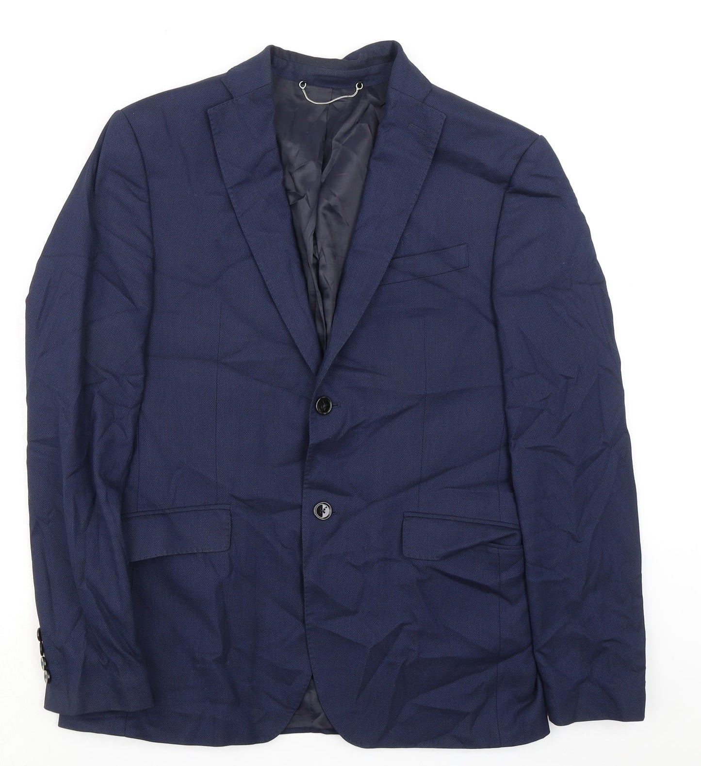 Zara Mens Blue Polyester Jacket Suit Jacket Size 40 Regular