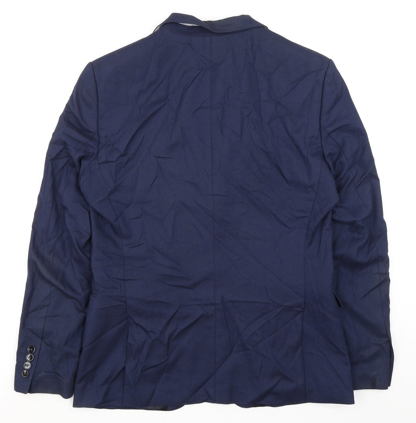 Zara Mens Blue Polyester Jacket Suit Jacket Size 40 Regular