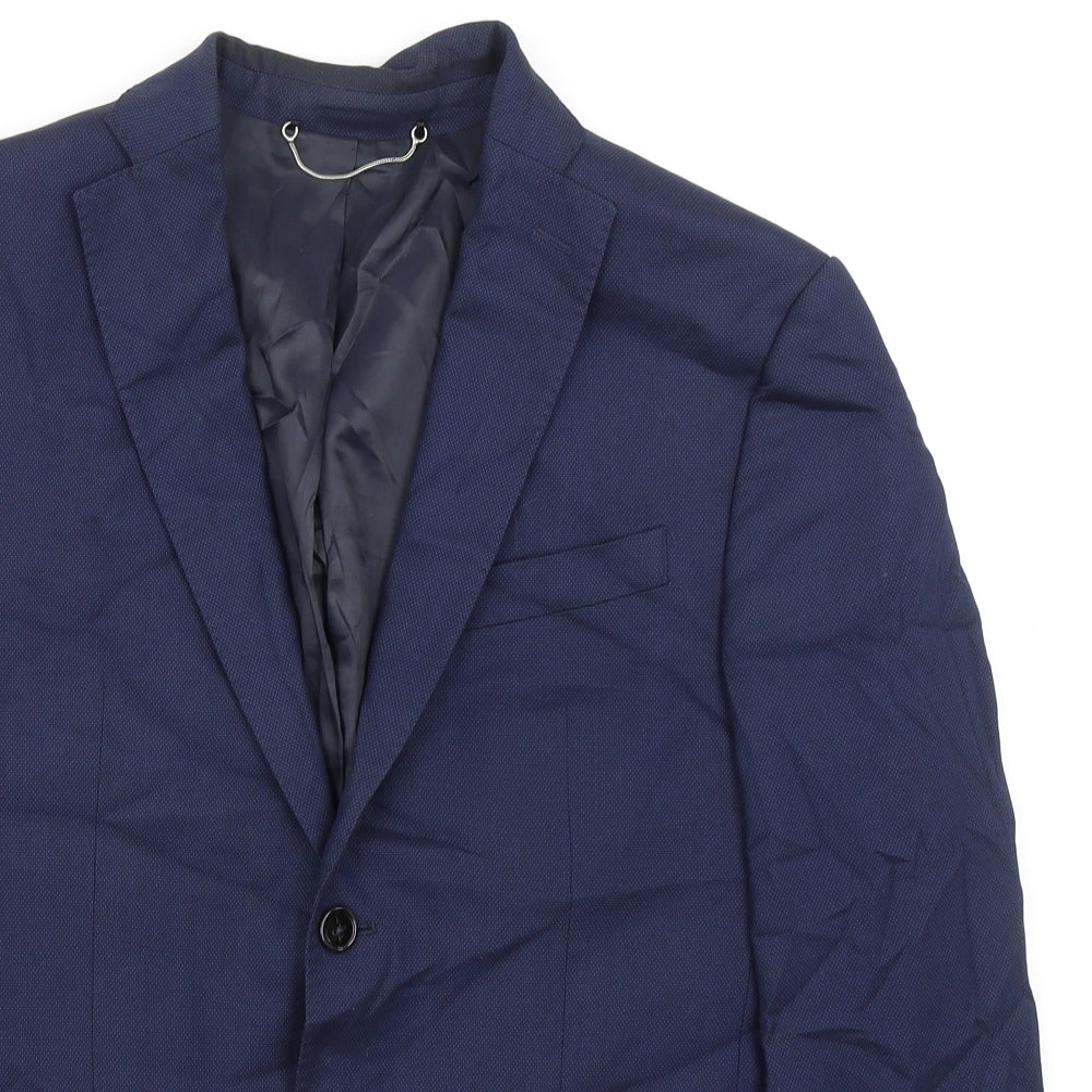 Zara Mens Blue Polyester Jacket Suit Jacket Size 40 Regular