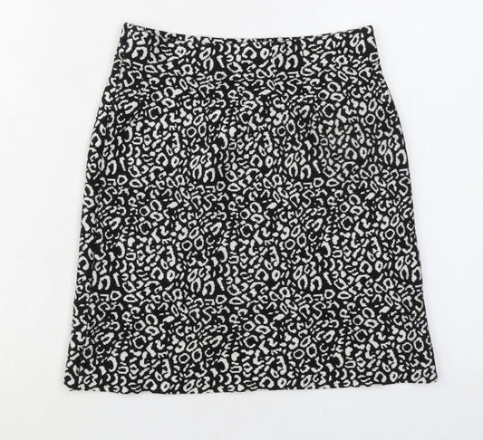 QED London Womens Black Geometric Cotton A-Line Skirt Size S