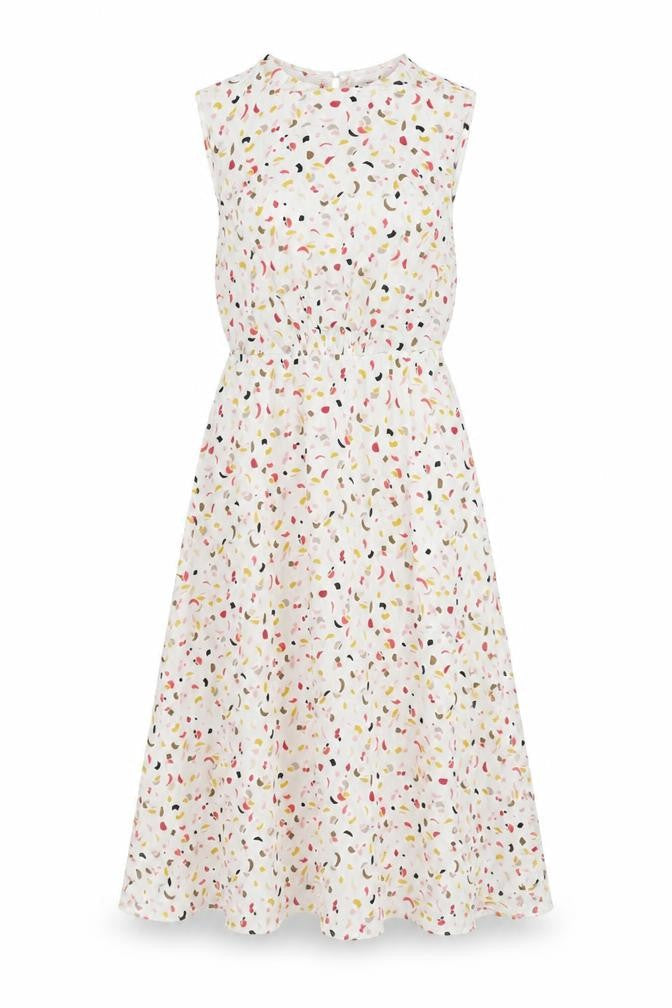 Marks and Spencer Womens Multicoloured Geometric Viscose Trapeze & Swing Size 8 Round Neck Button