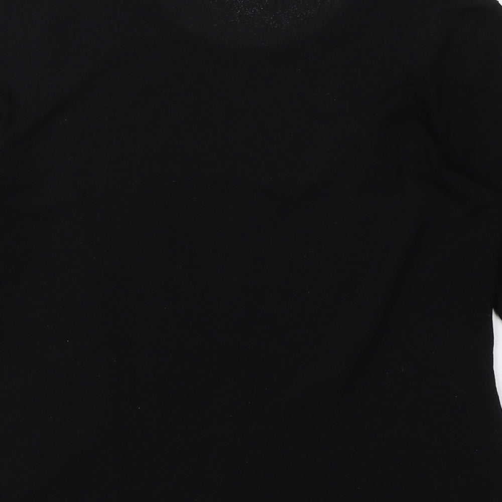 Adele Palmer Womens Black Polyester Basic T-Shirt Size M Crew Neck