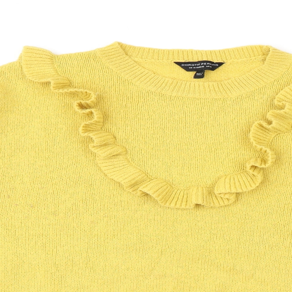 Dorothy Perkins Womens Yellow Round Neck Acrylic Pullover Jumper Size 18