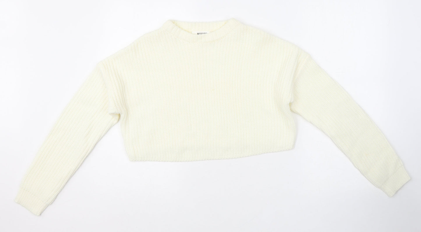 Missguided Womens White Round Neck Acrylic Pullover Jumper Size S