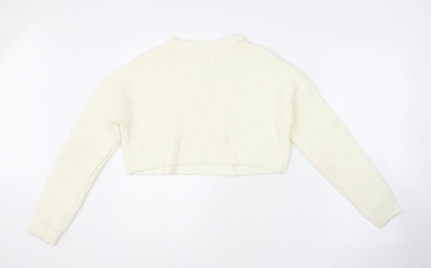 Missguided Womens White Round Neck Acrylic Pullover Jumper Size S