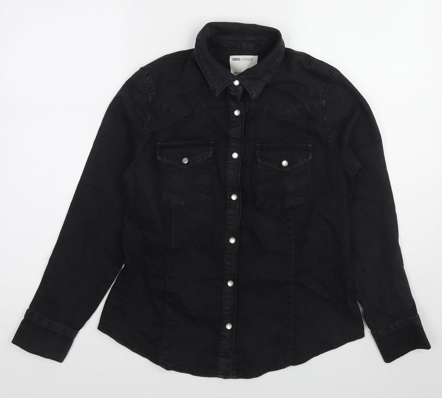 ASOS Womens Black Jacket Size 12 Snap