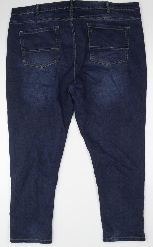 Jacamo Womens Blue Cotton Tapered Jeans Size 46 in L28 in Slim Zip