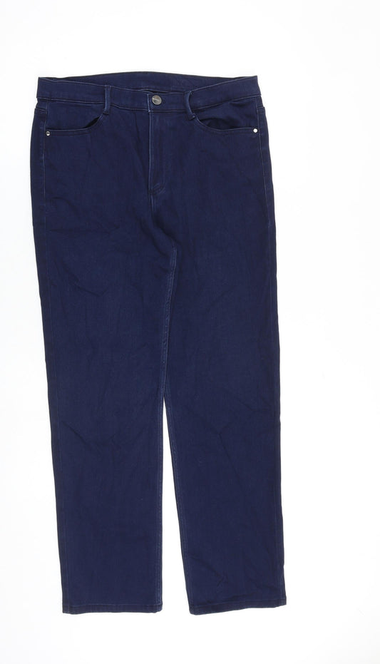 Roma Womens Blue Cotton Straight Jeans Size 32 in L29 in Regular Zip