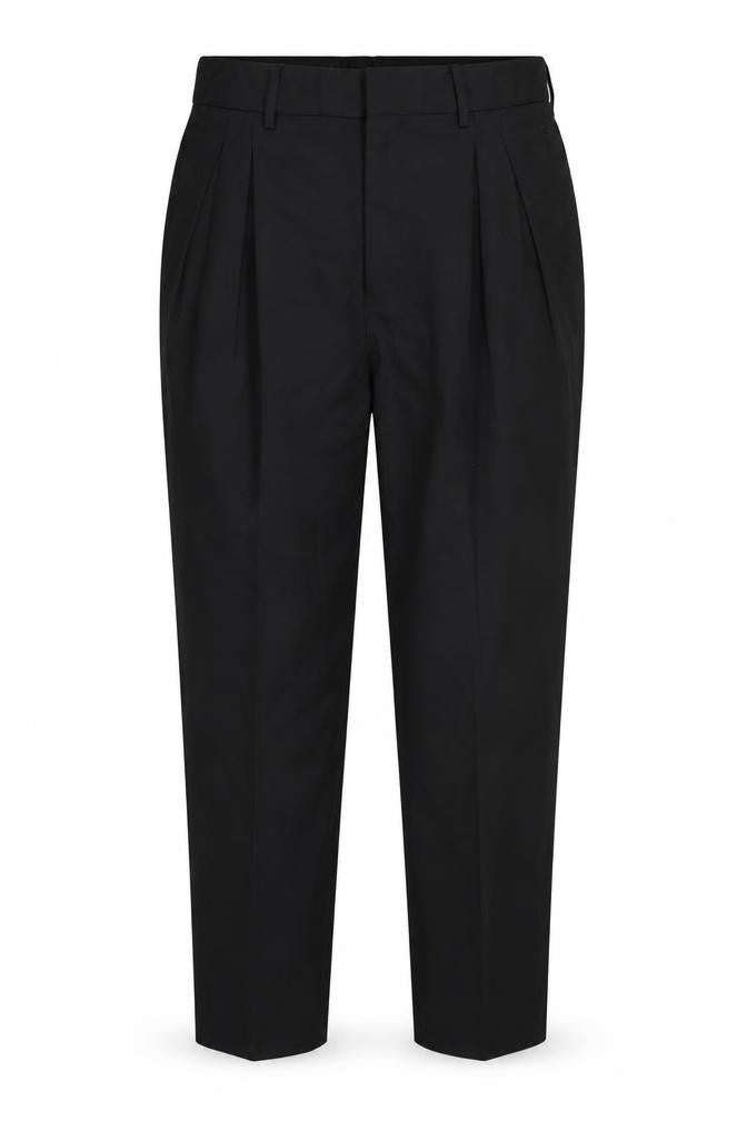 Front view of ASOS women’s black polyester dress pants trousers, size UK 28, in, 30-inch leg regular zip