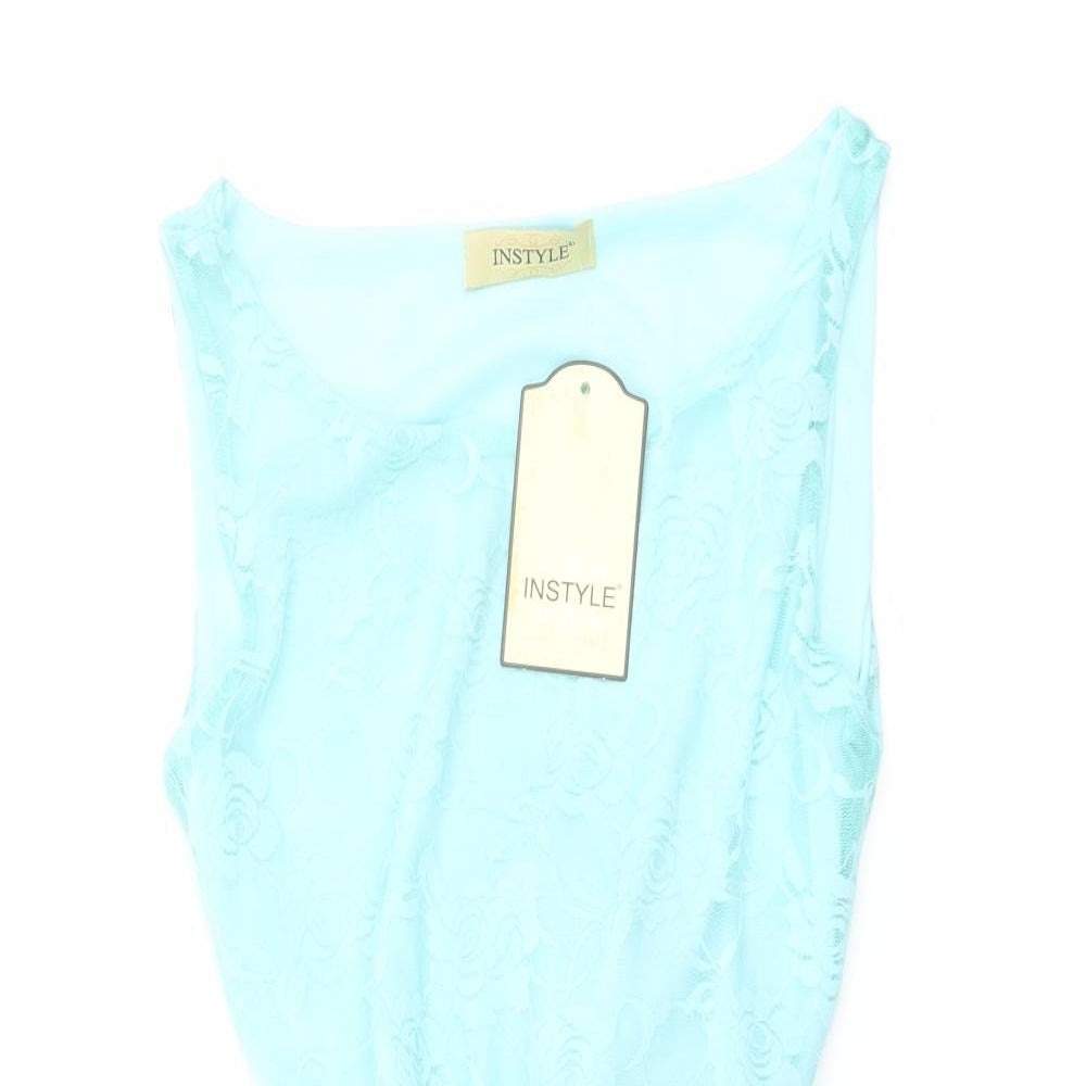 Instyle Womens Blue Polyester A-Line Size S Boat Neck Pullover
