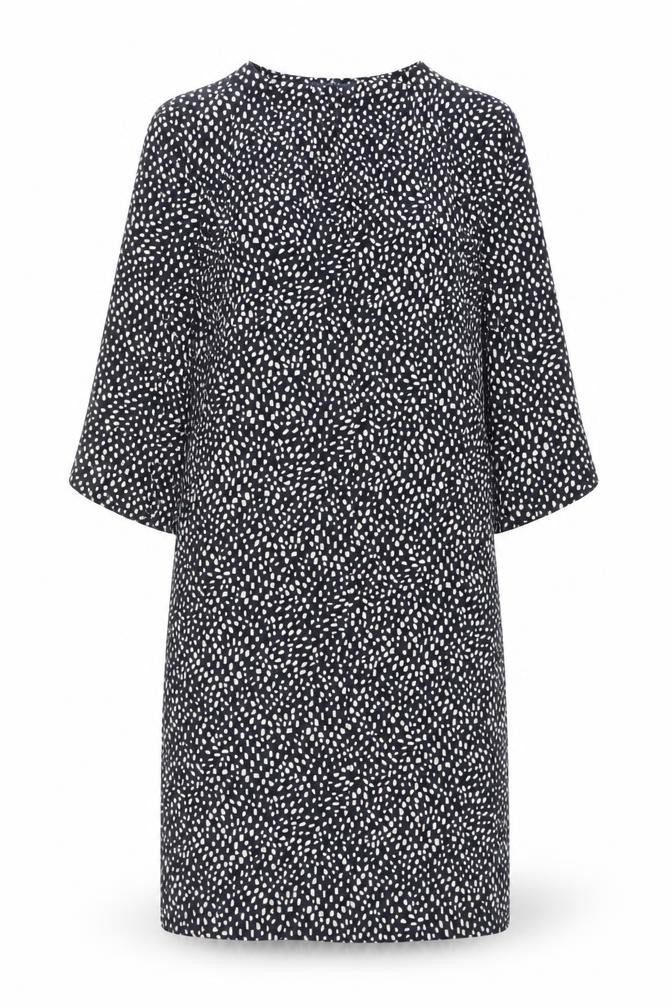 Marks and Spencer Womens Black Geometric Polyester A-Line Size 8 Round Neck Pullover