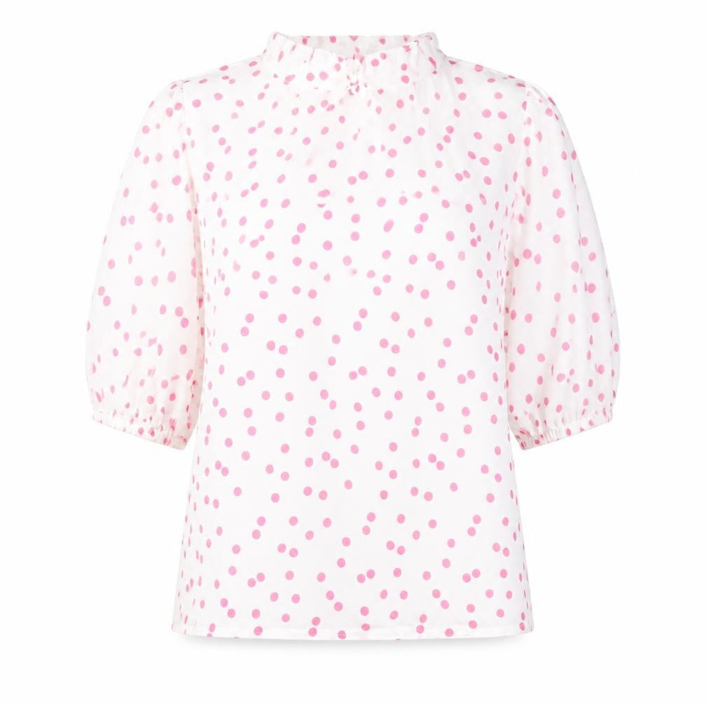 Marks and Spencer Womens Ivory Polka Dot Viscose Basic Blouse Size 6 Boat Neck