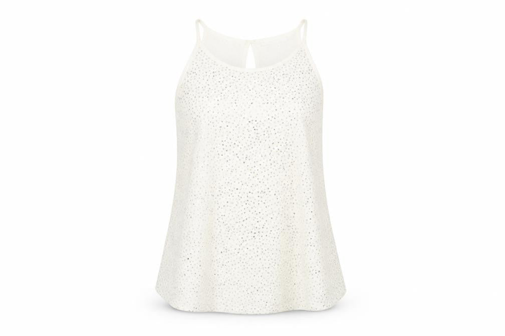 Front view of Cooperative women’s ivory acetate basic tank, size L, scoop neck - embellished