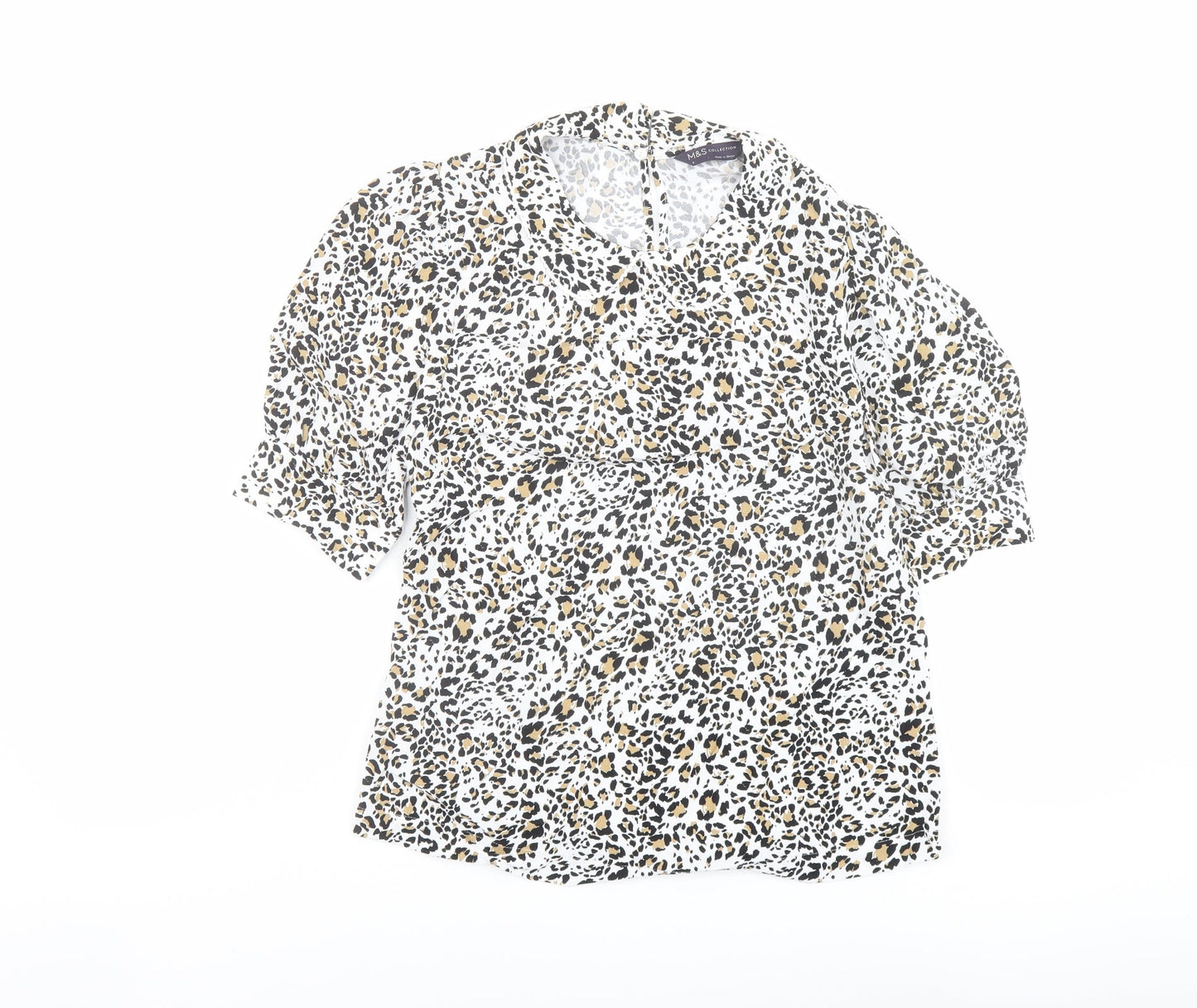 Marks and Spencer Womens Multicoloured Animal Print Viscose Basic Blouse Size 6 Collared