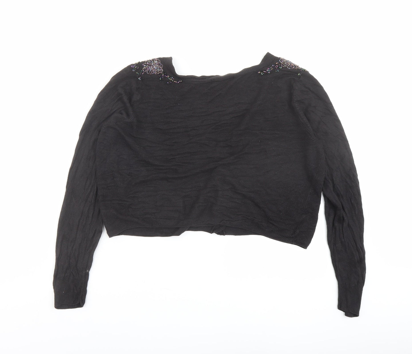 Marks and Spencer Womens Black V-Neck Acrylic Cardigan Jumper Size 16