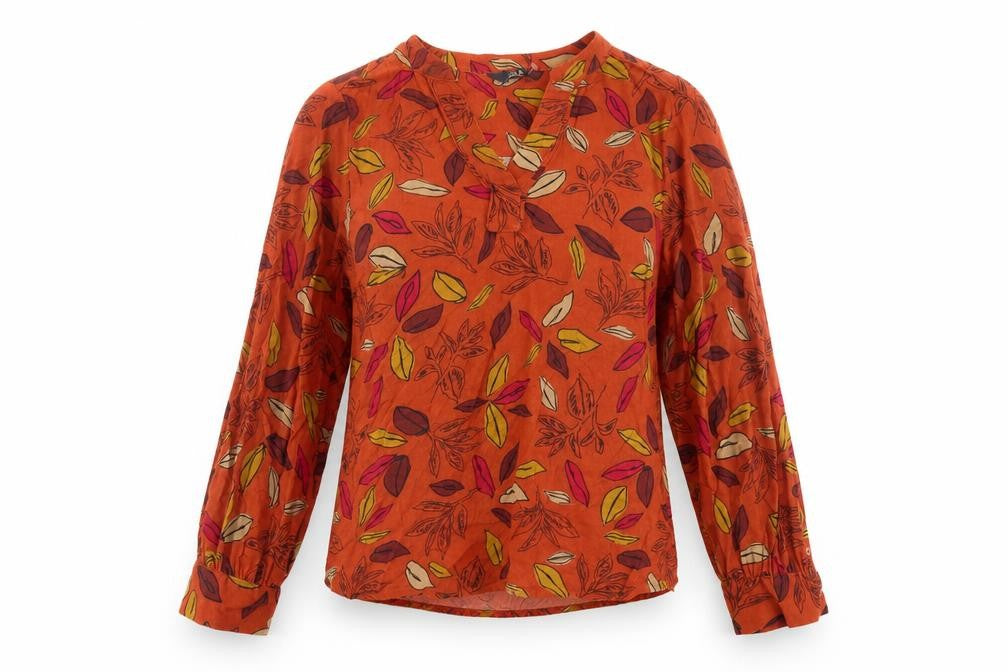 Womens UK Size 12 EWM Red Viscose Blouse