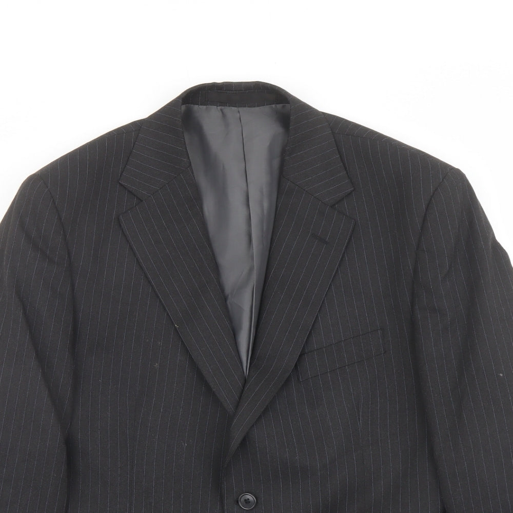 Marks and Spencer Mens Grey Striped Polyester Jacket Suit Jacket Size 42 Regular