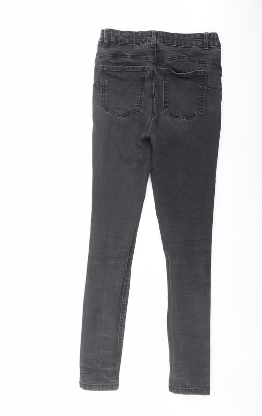 Denim & Co. Womens Grey Cotton Skinny Jeans Size 12 L27 in Regular Button
