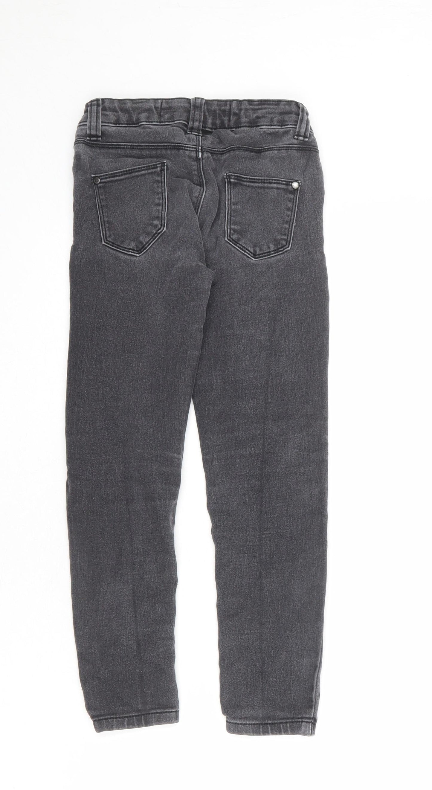 Denim & Co. Girls Grey Cotton Skinny Jeans Size 8-9 Years L24 in Regular Zip