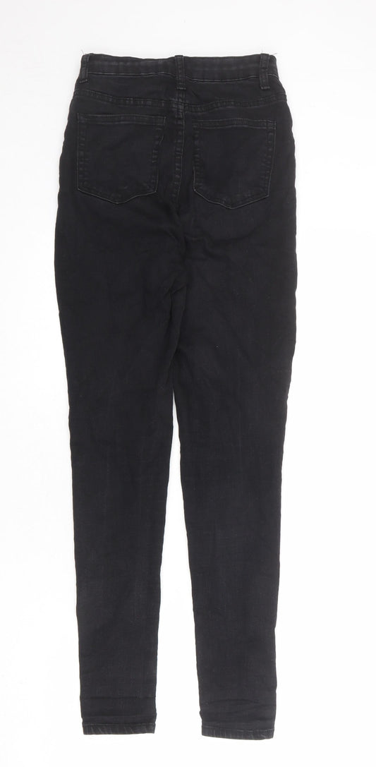 PRETTYLITTLETHING Womens Black Cotton Skinny Jeans Size 6 L27 in Regular Zip