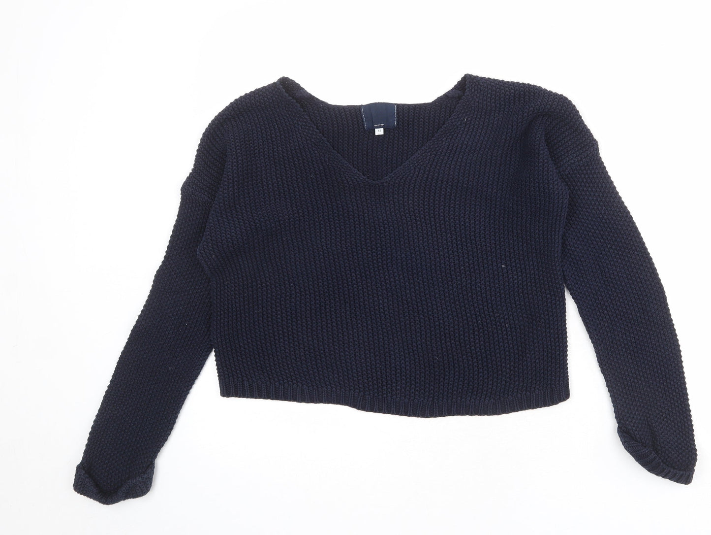 New Look Womens Blue V-Neck 100% Cotton Pullover Jumper Size 12