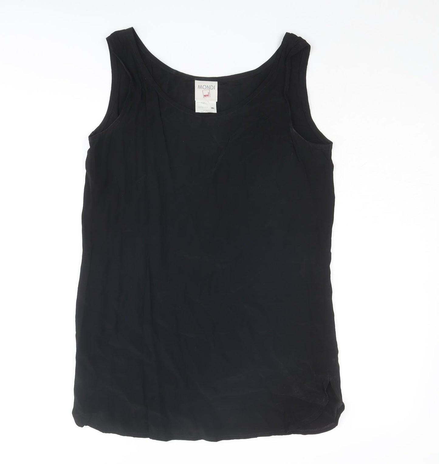 Mondi Womens Black Viscose Basic Tank Size 8 Boat Neck