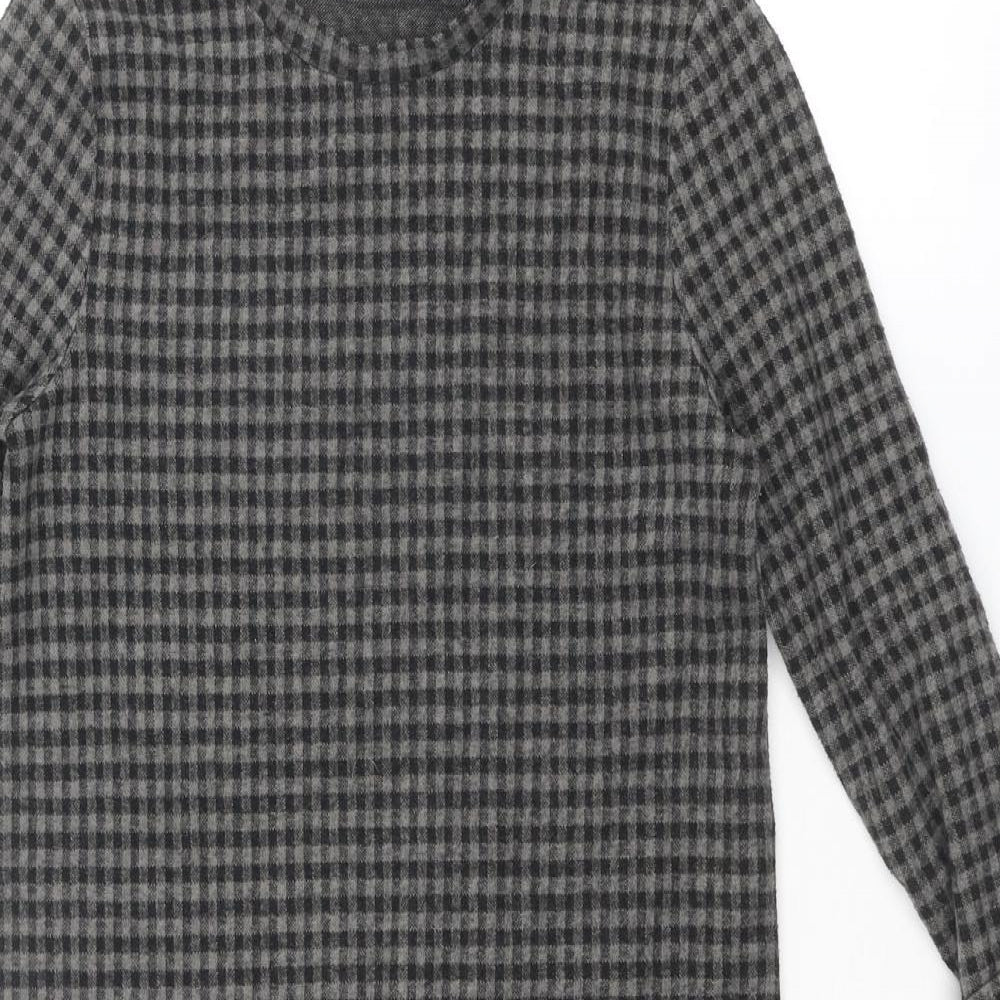 Marks and Spencer Womens Grey Geometric Polyester Jumper Dress Size 8 Round Neck Pullover