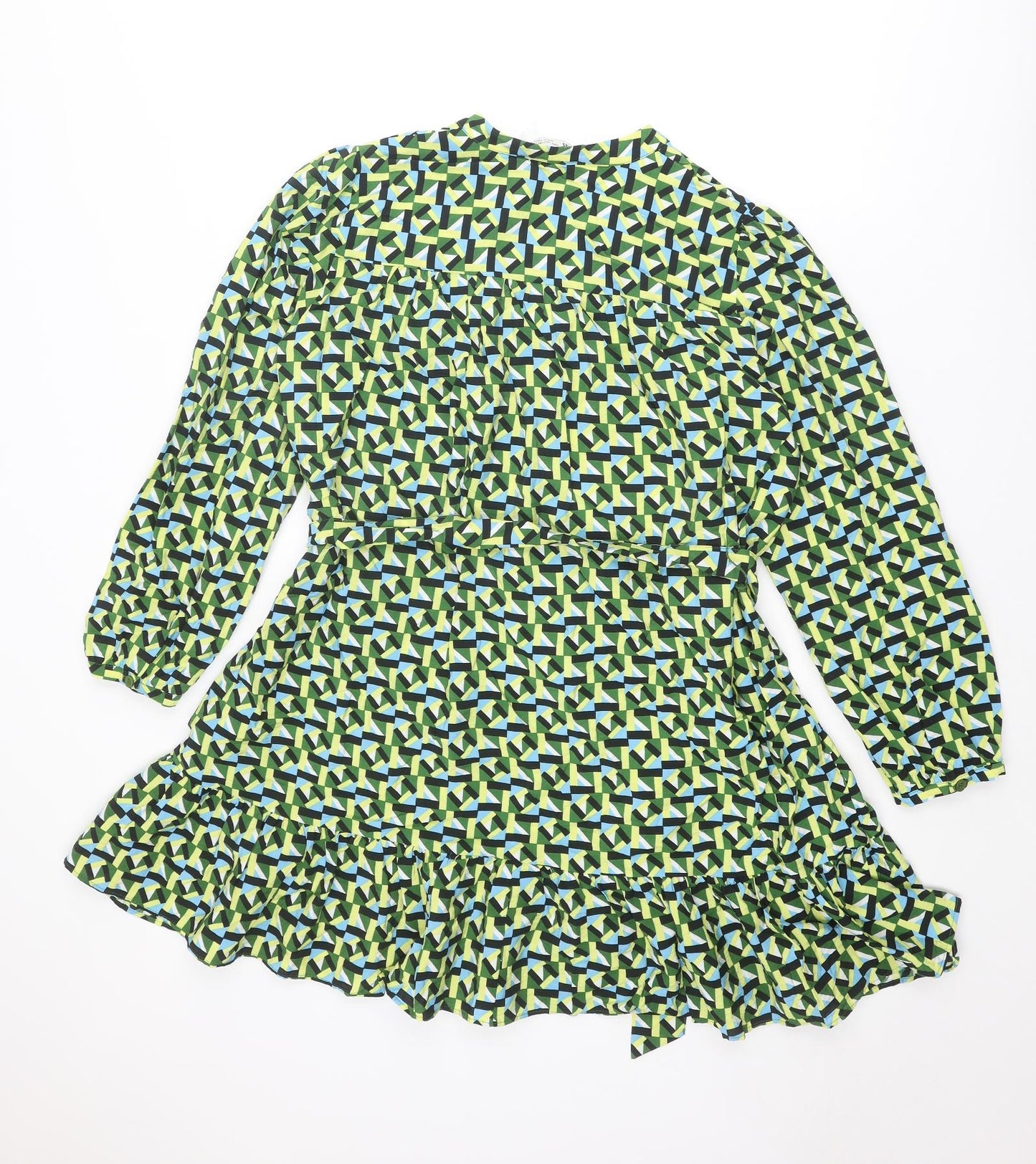 Zara Womens Multicoloured Geometric Viscose A-Line Size S Round Neck Pullover