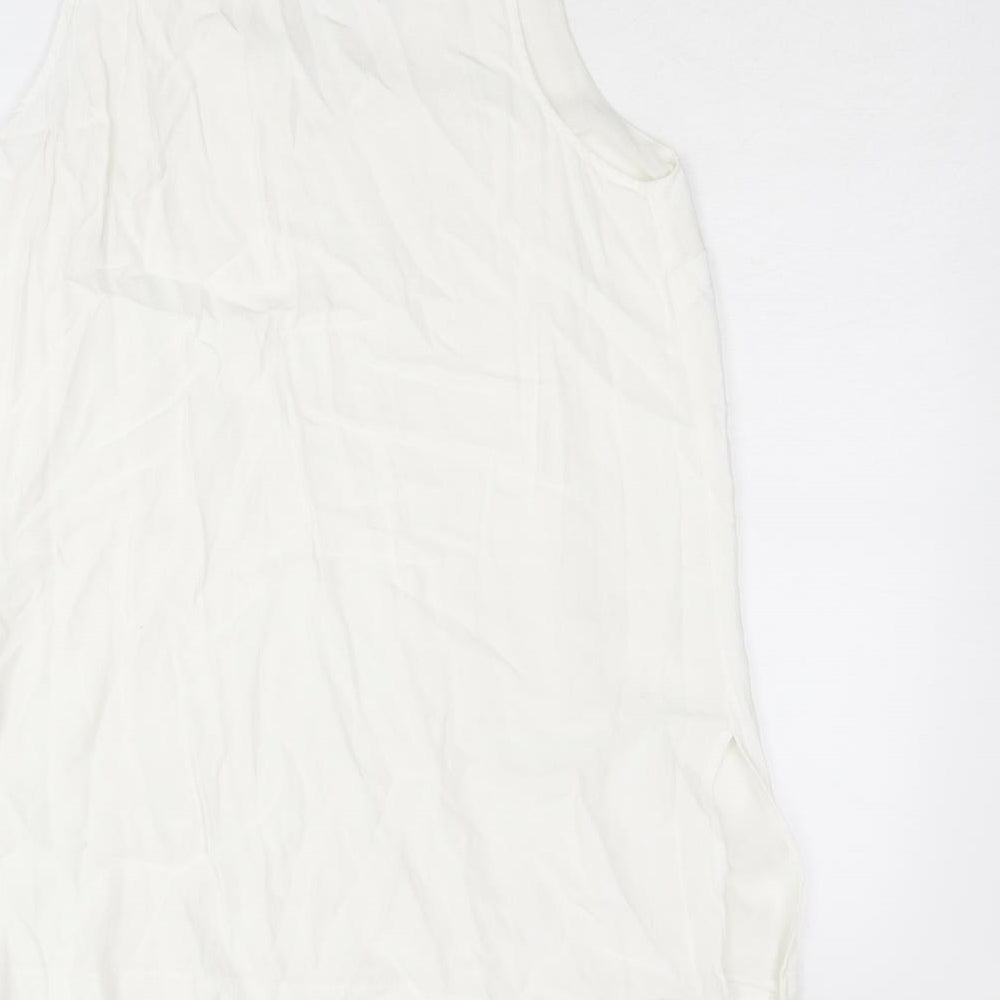 Topshop Womens White Viscose Basic Tank Size 10 V-Neck