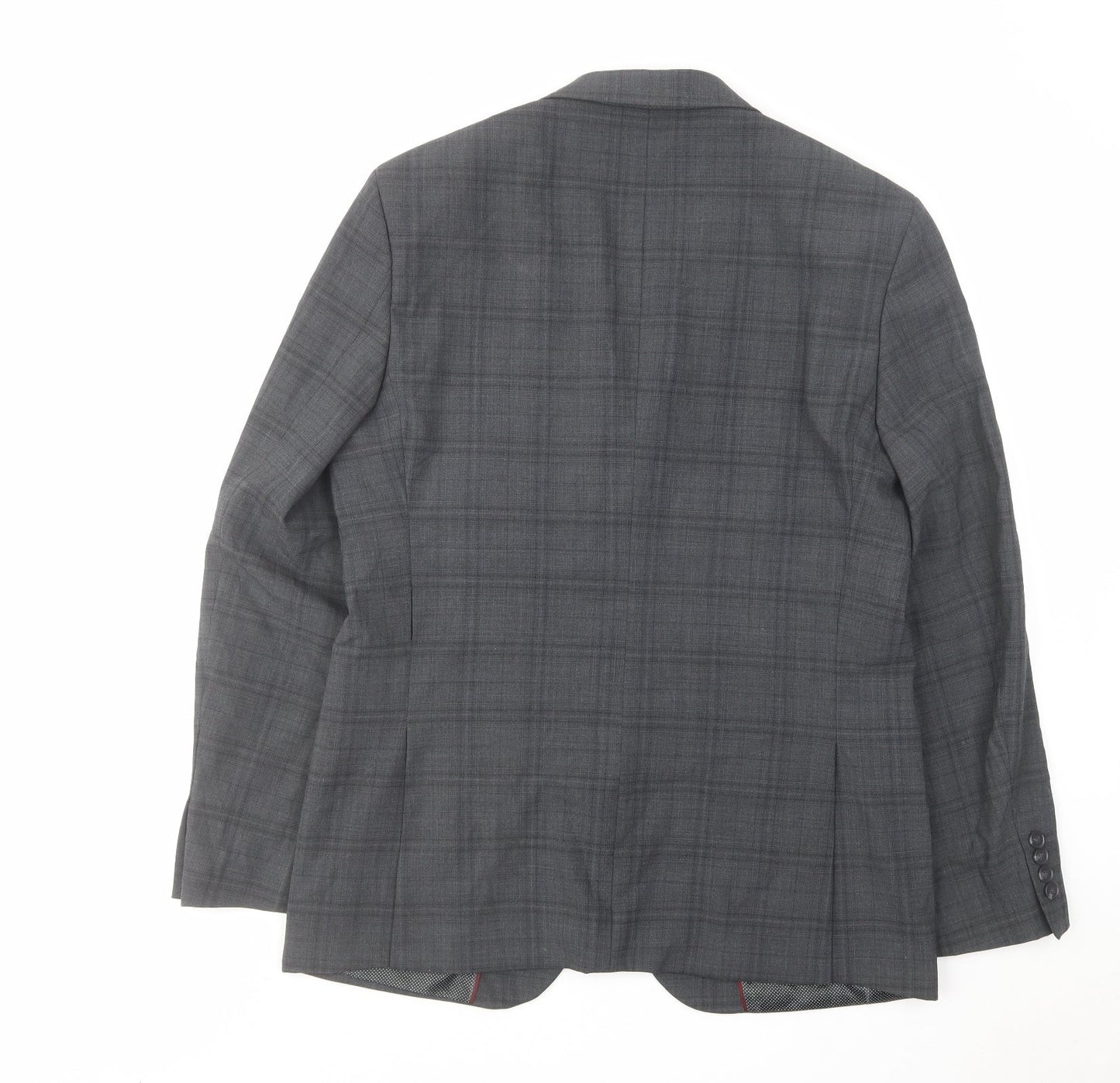 Marks and Spencer Mens Grey Plaid Wool Jacket Suit Jacket Size 40 Regular