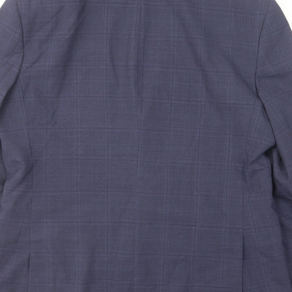 Marks and Spencer Mens Blue Check Wool Jacket Suit Jacket Size 40 Regular