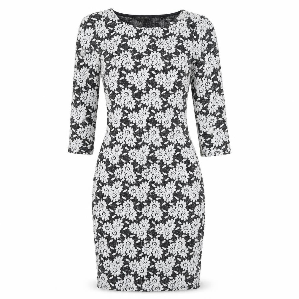 River Island Womens Black Floral Polyester Bodycon Size 6 Boat Neck Pullover